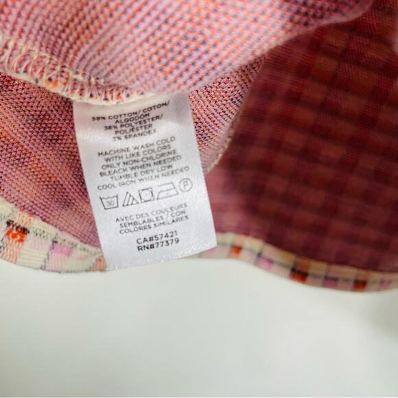 Ann Taylor Pink Orange Cream Madras Plaid Knit Shell Peplum Tank Top Medium - Picture 5 of 9